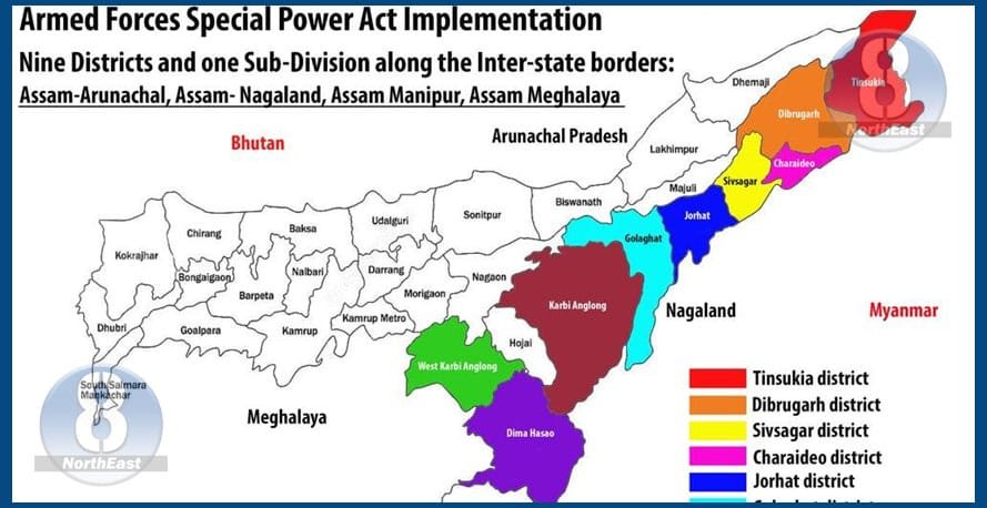অসমৰ ২৩ জিলাৰ পৰা সম্পূৰ্ণৰূপে প্ৰত্যাহাৰ সামৰিক বাহিনীৰ বিশেষ ক্ষমতা আইন(AFSPA)... 1 399