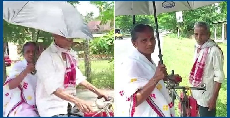 পত্নীক কেৰিয়াৰত উঠাই ২০ কিলোমিটাৰৰো অধিক পথ চাইকেল চলাই ৯ বছৰে চৰকাৰী কাৰ্যালয়লৈ তাঁতবাতি কাঢ়িছে এহাল দম্পতীয়ে, কাৰণ… 1 photo1660899929