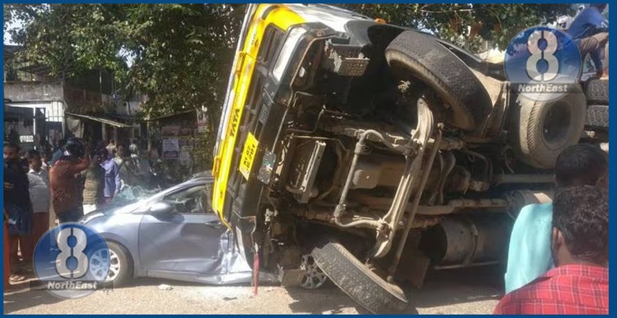 lorry on car
