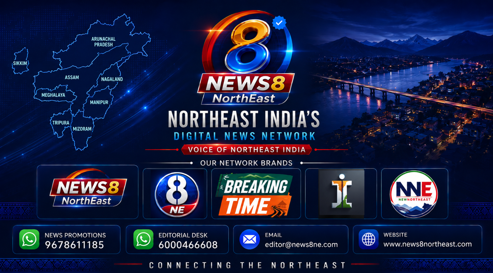 NEWS8 NorthEast 11 NEWS8 NorthEast digital news network: our news brands, news promotions 9678611185, editorial desk 6000466608, editor@news8ne.com