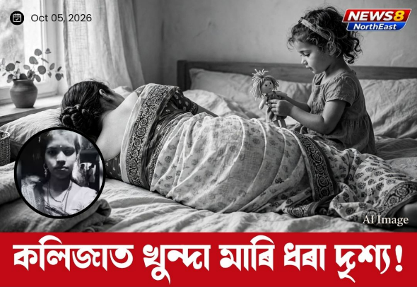 পাষণ্ড স্বামীৰ লাঠিৰ কোবত মহিলাৰ মৃত্যু! মাতৃৰ নিথৰ দেহৰ কাষতে পুতলা লৈ খেলি ৰ’ল অবোধ কন্যা 1 বিহাৰৰ বৈশালীত আশা দেৱীৰ মৃত্যুৰ বাতৰিৰ বাবে AI-নিৰ্মিত প্ৰতীকী ছবি; মাতৃৰ কাষত পুতলা লৈ কণমানি।
