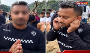জলপ্ৰপাতত মহিলাৰ গোপন ভিডিঅ’ সংগ্ৰহৰ অভিযোগক লৈ পৰ্যটকজনৰ ক্ষমা প্ৰাৰ্থনাৰ দৃশ্য থকা সংবাদ কাৰ্ড
